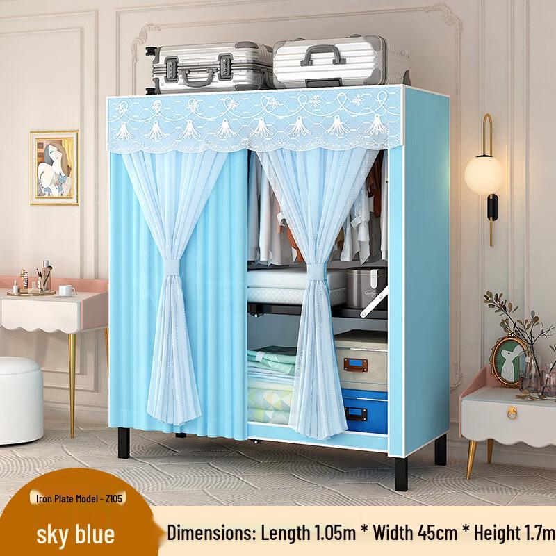 Portable Folding Fabric Wardrobe with Metal Frame