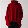 Women's Loose Casual Long Sleeve High Collar Pullover Solid Color Pocket Sweater