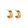 Simple matte brushed texture pearl C-shaped earrings niche premium commuter gentle light luxury half circle noble earrings