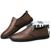 Business Leather Men Shoes Summer Slip On Loafers Breathable Men Casual Leather Soft Shoes Black Flats Driving Shoes PU677
