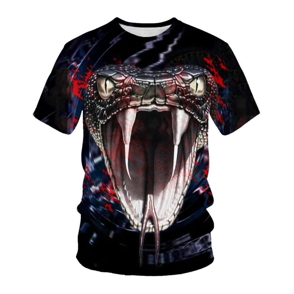 Hip Hop Summer Short Sleeve T Shirts Snake Series 3D Printed T Shirt Streetwear Men's Animal Tees Casual Outfit