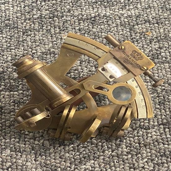 Латунный карманный секстант диаметром 12,5 см, навигационная морская деревянная шкатулка