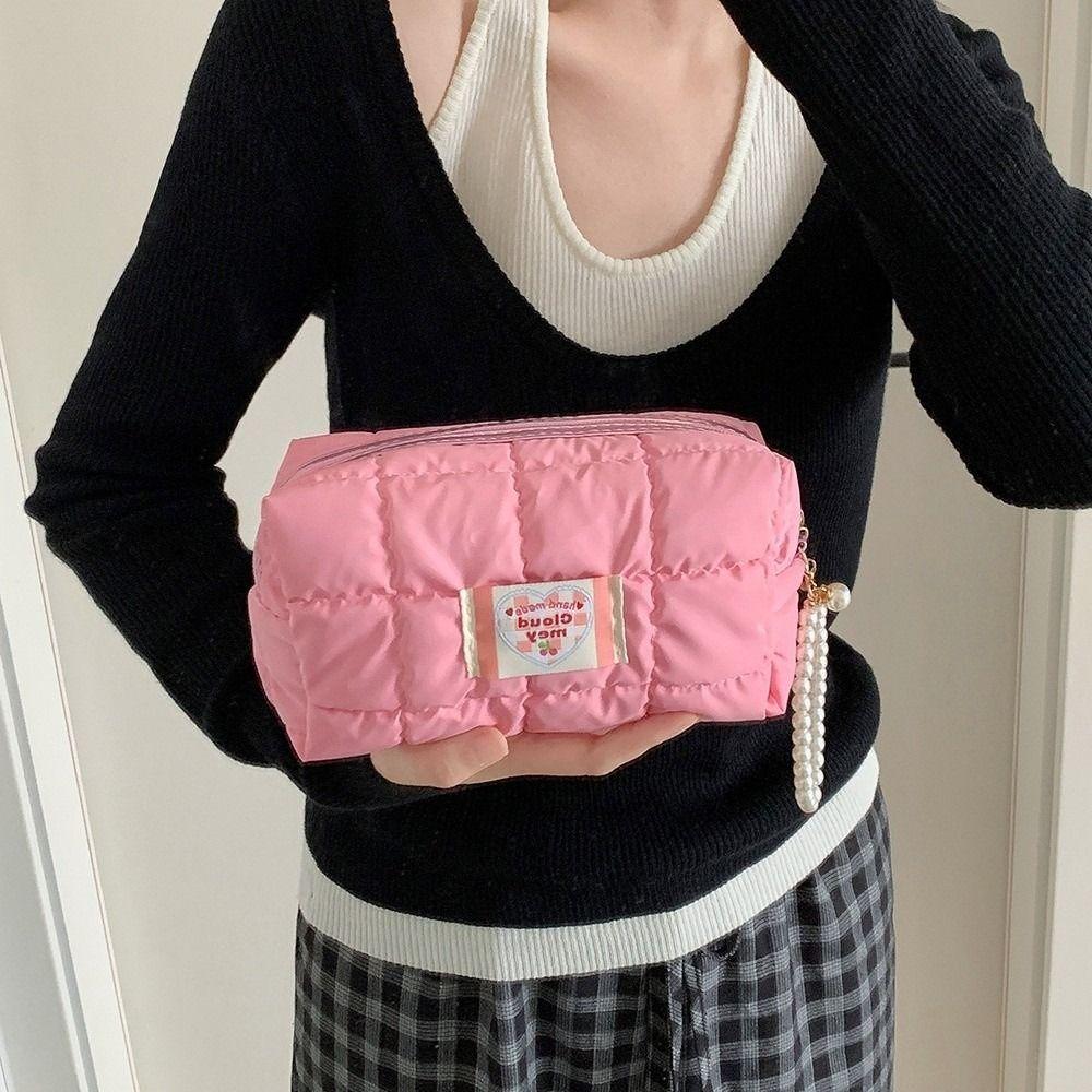Pen Bag Korean Pencil Case with Pearl Lanyard Pencil Pouch  Stationery Holder