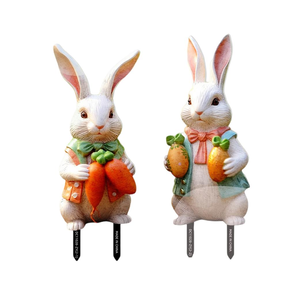 2 шт. Креативный садовый колышек в виде кролика для фестиваля, уличного украшения, вставки в газон, сезонного украшения двора, ПВХ-аксессуар