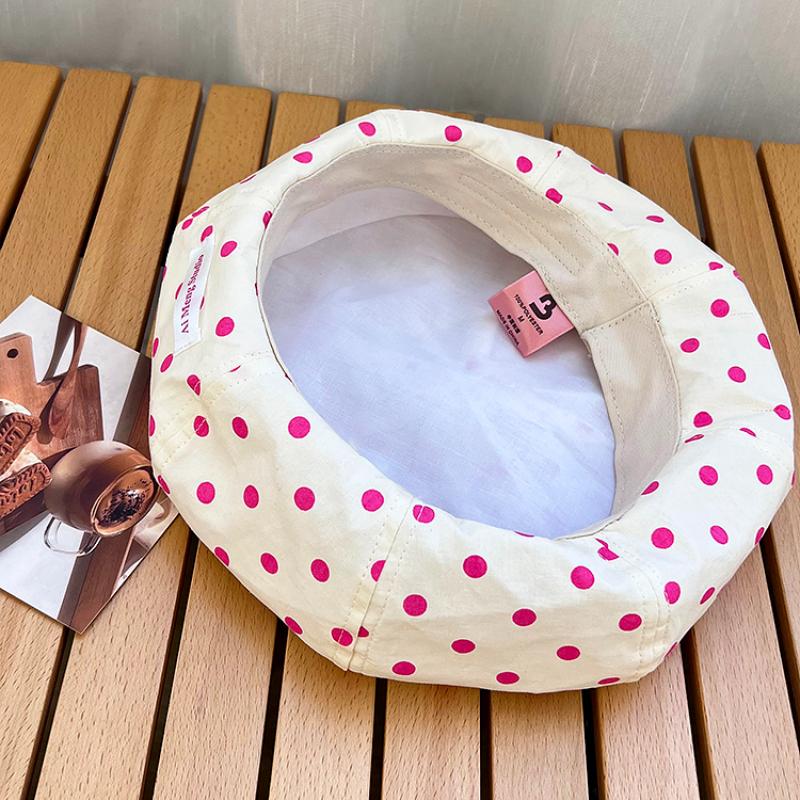 Корейская версия нишевого дизайна милые береты с принтом в горошек для женщин летняя легкая и дышащая универсальная милая шляпа художника