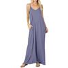 Women's Summer Fashion Solid Pocket Strap Sleeveless Tank Top Loose Casual Long Dress