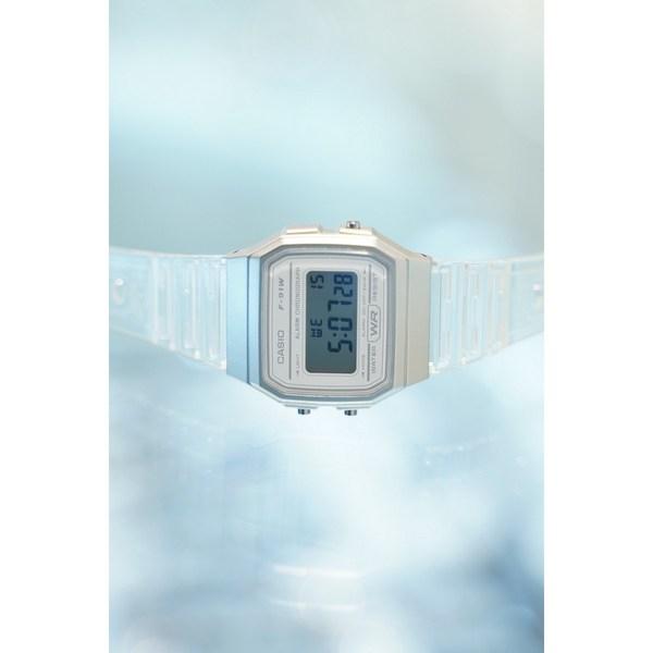 Casio Transparent Band Square Unisex Digital Electronic Watch F-91WS