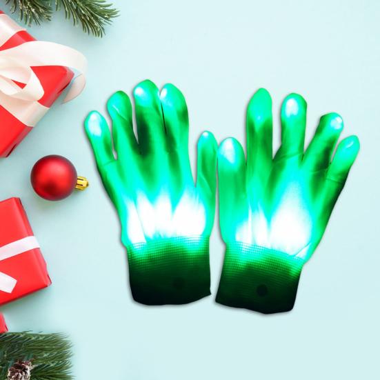 1 пара светодиодных клубных перчаток с регулируемыми режимами мигания, противоскользящими кнопками, питание от батареек