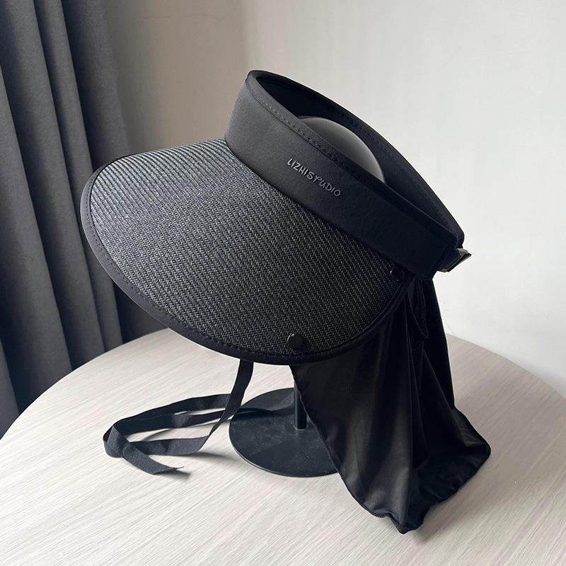 Big brim sun protection hat sunshade UV protection sun hat new bucket hat ponytail tie children summer