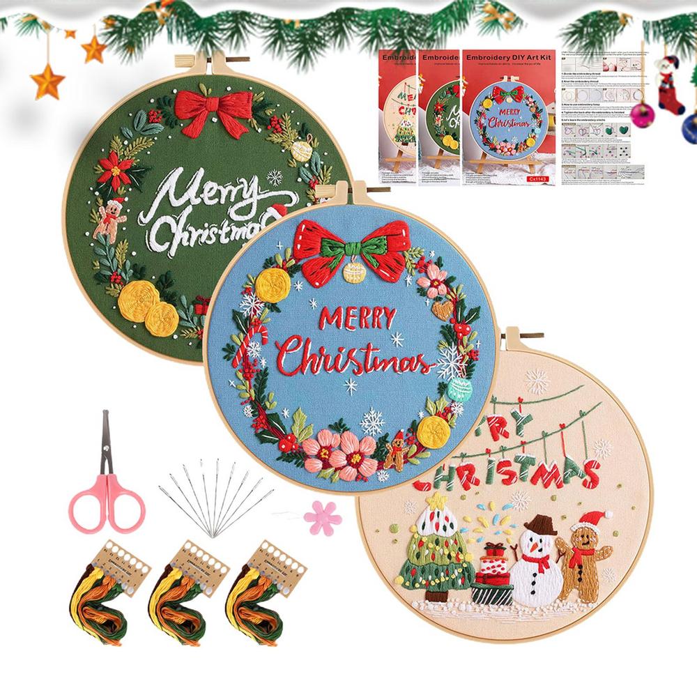 Christmas Embroidery Kit Merry Christmas Embroidery Kits With Patterns Christmas Stocking Ornaments Craft Kits Christmas