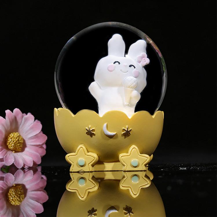 Милый фиолетовый лавандовый медведь, светящийся мини-кристальный шар, подарок на день рождения ребенка, настольное полимерное украшение