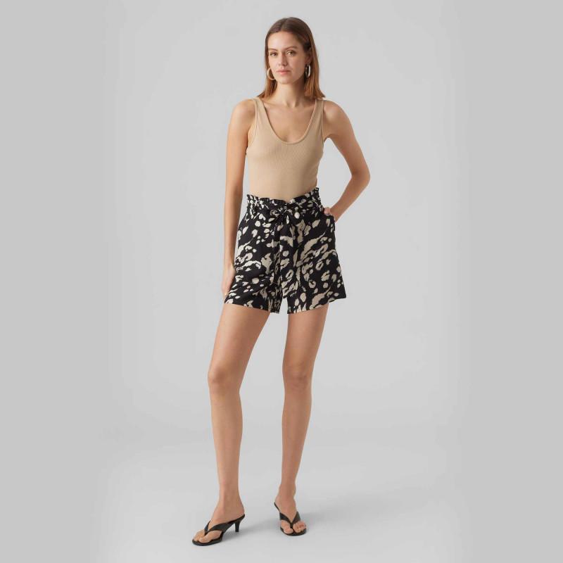 Women's High-waisted Flowing Belted Shorts with Printed Pockets VERO MODA