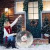 Yousheng Transparent Inflatable Christmas Ball with Lights Outdoor Christmas PVC Ornament Snowflake Foam Filled Faux Crystal Ball for Festive Decor