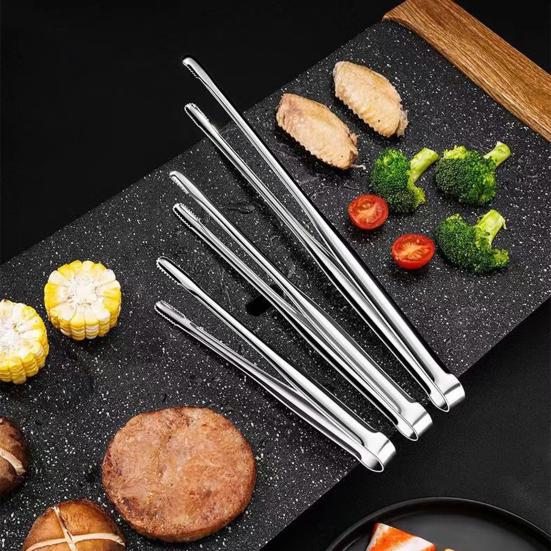 Зажимы для еды с противоскользящим покрытием Щипцы из нержавеющей стали Для барбекю Пикники Банкеты Щипцы для еды Зажимы в японском стиле с длинной ручкой