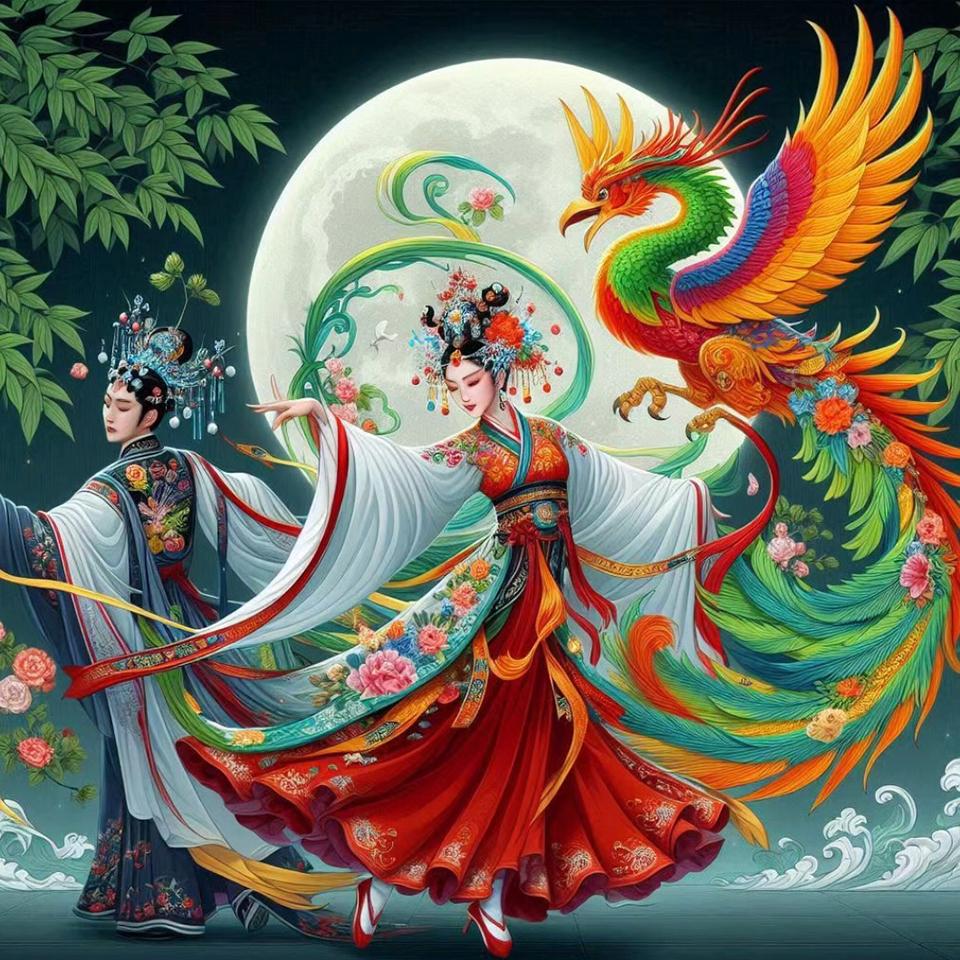 Vintage Ladies Fairy and Phoenix 5D DIY Diamond Painting Kit Diamond Embroidery Room Mural Printing Home Decoration Mural