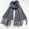 New Hoop Yarn Autumn and Winter Plaid Tassel Scarf Shawl Fashionable Senior Women Korean Style Thickened and Warm
