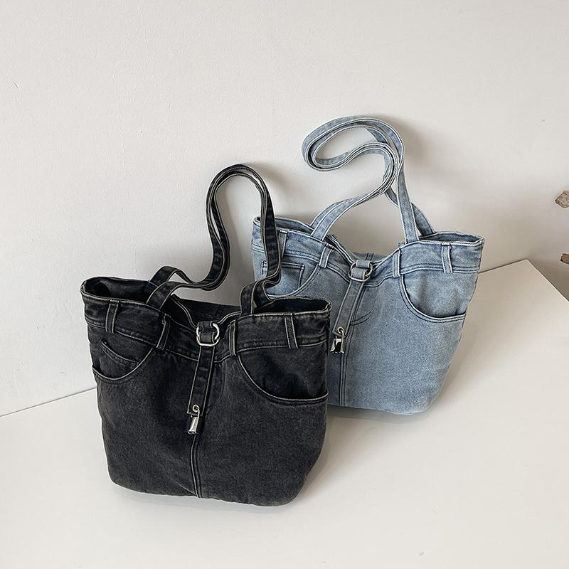 Women Denim Tote Bag Large Capacity Casual Shoulder Handbag
