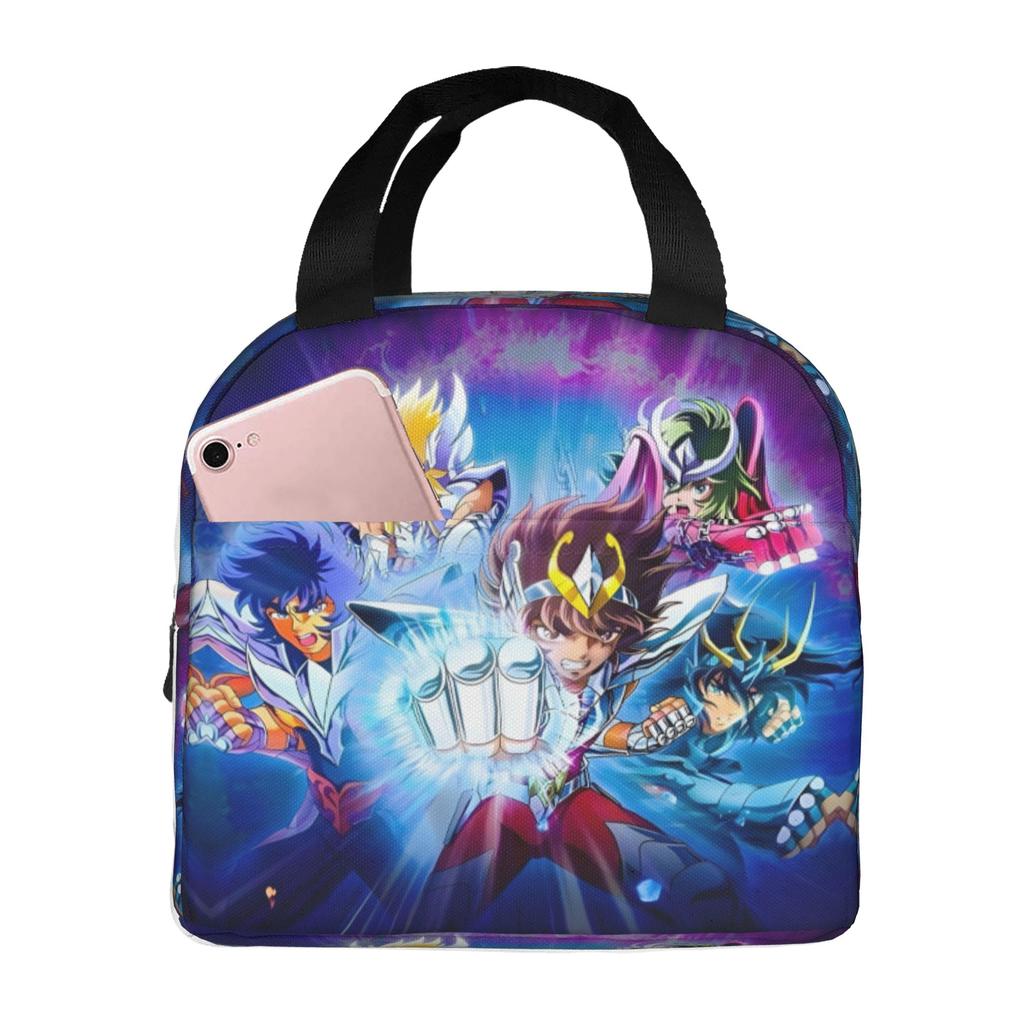 Custom Saint Seiyas Lunch Bag Men Women Warm Cooler Insulated Lunch Boxes for Adult Office