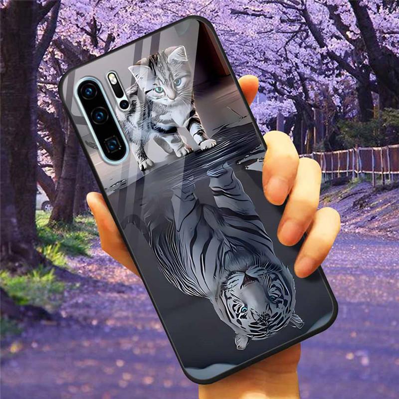 Чехол для телефона Huawei P30 Pro Lite Чехол Закаленное стекло Космический Волк Лев Funda для HUAWEI P30 Lite Роскошные чехлы P30Pro P 30 Кошка