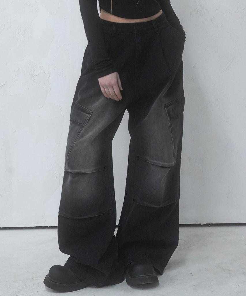 AVANDRESS Side Big Cargo Pants Cotton Black (B Type)