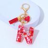Red A-Z Alphabet Initial Letter Keychain Cute Heart Tassel Resin Charms Keyrings Handbag Charms Car Pendant Trinkets Women Gifts