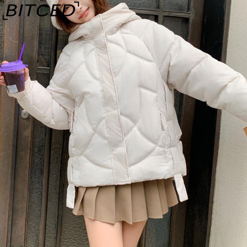 BITCED Loose-Fit Women's Winter New Arrival Short Casual Hooded Oversized Cotton Coat, Cotton Jacket, Padded Jacket