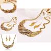 Fashion Rhinestone Decoration Feather Design Women Gold Necklace And Earring Set For Casual And Travel Scenes