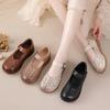 Summer New Women's Vintage Flat Shoes - Genuine Leather Cut-Out Sandals with Flexible TPR Sole, Breathable Single-Layer Thick Leather Retro Footwear