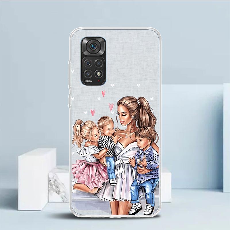 Чехол для телефона 'Мама и Малыш' для Xiaomi Redmi Note 15 14 14S 13 12S 12 Pro Plus 11S 11 11T 11E 10S 10 + Мягкая задняя крышка из ТПУ Redmi N