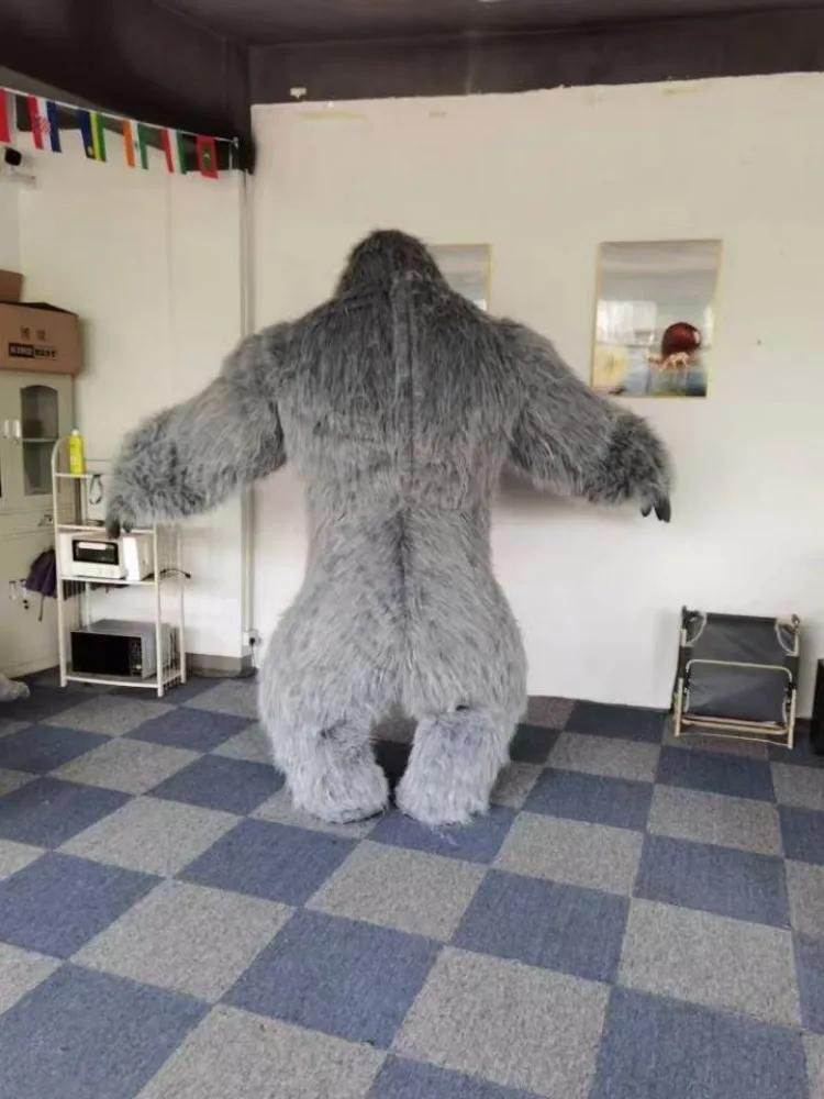 Inflatable Gorilla Costume Full Mascot Suit Giant Adult Fur Gorilla Cosplay Fancy Dress For Events Party No battery