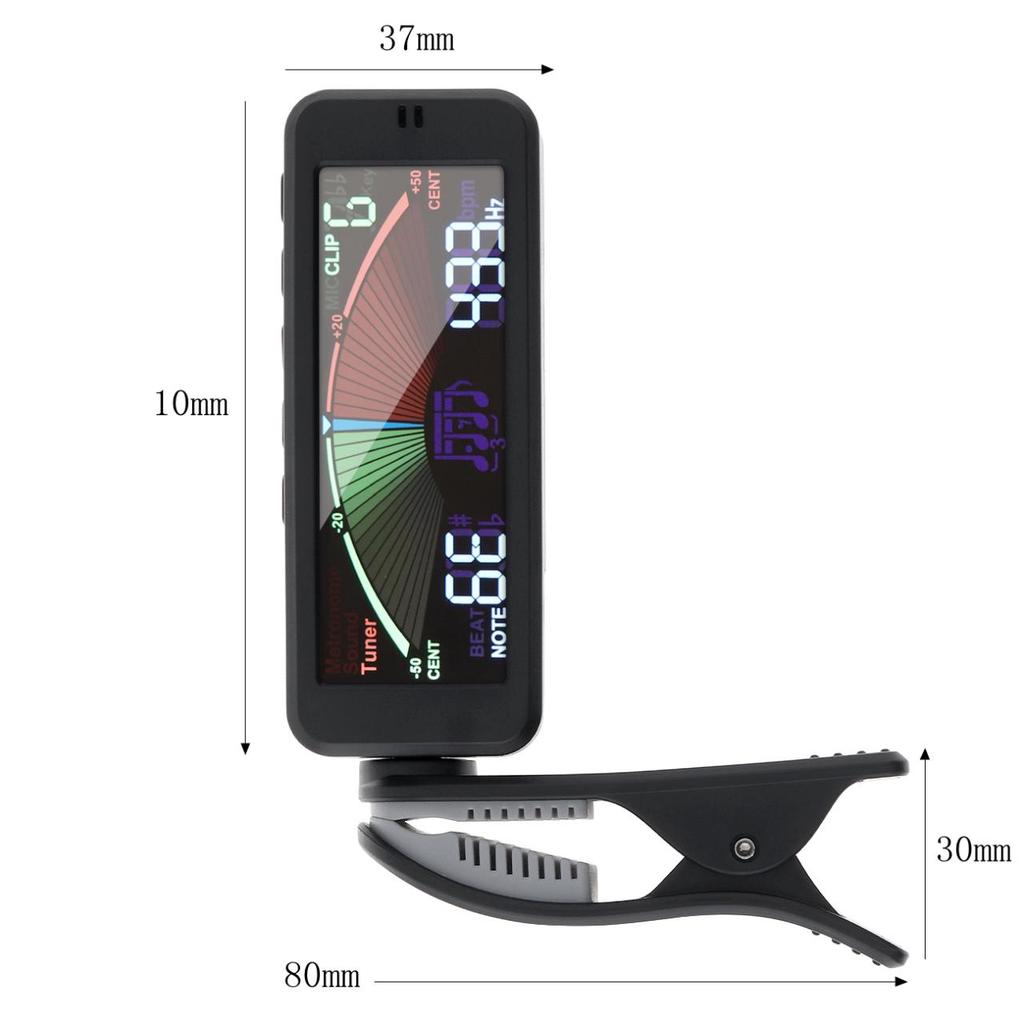 Гитарный тюнер 3 в 1, большой ЖК-экран с зажимом для хроматической гитары, бас-гитары, укулеле, скрипки