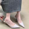 Нишевая корейская версия эластичная резинка туфли на высоком каблуке с сумкой сандалии с закрытым носком женские 2025 весна и лето темперамент розовые туфли-лодочки