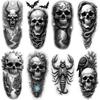 3 шт. Временная татуировка Черно-серая Реализм Скорпион с Черепом Рогатый Череп Череп с Птицей Для Женщин Взрослых Мужчин