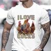 I Love Cocks Funny Roosters Meme T-shirt Chicken Enthusiast Short Sleeve T-shirt Men Women's Summer T-shirt Street Clothing