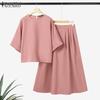 Women 3/4 Sleeve Blouse and Long Skirts Summer Two Piece Suit Sets
