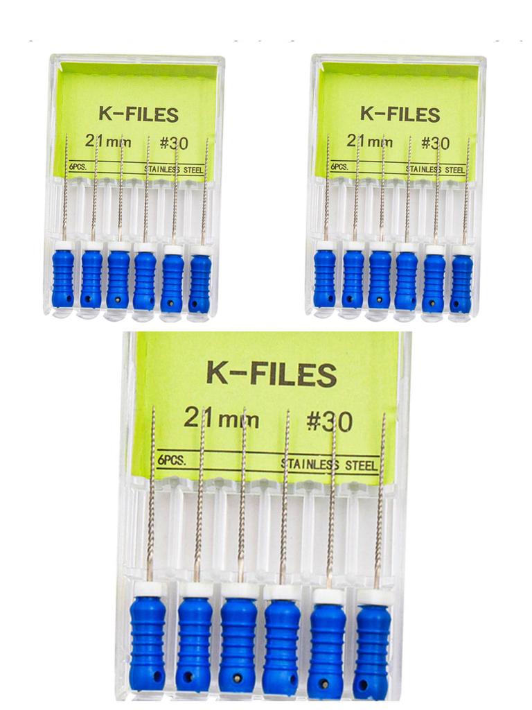 3boxes,6Pcs/Box Dental K Files 21mm/25mm Hand Use Files Stainless Steel Root Canal Files Dentistry Endodontic Instruments