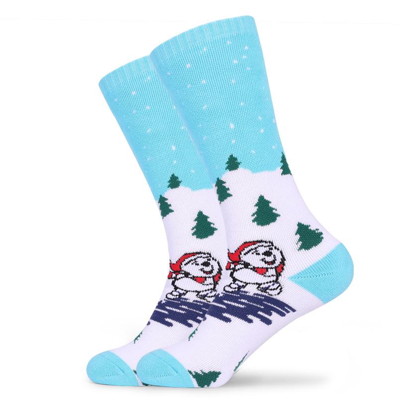 Two Wolves Kids' Winter Knee-High Ski Socks - Terry Bottom, Thick, Sweat-Absorbent, Warm with Christmas Tree Design
