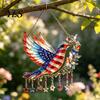 Red White Blue Sun Catcher Patriotic Hummingbird Catcher, 250th Anniversary Fourth of July Bird Wall Hanging Decoration, Stars And Stripes Suncatcher