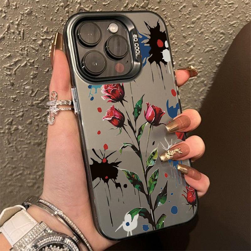 Flowers And Plants Electroplate Silver IMD Case For Samsung Galaxy A13 A14 A23 A15 A35 A55 S24 S23 S22 S21 Ultra Plus FE Cover