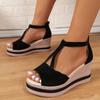 Retro Chunky Platform Gladiator Sandals for Women Plus Size Wedge High Heels Sandals Woman Comfy Peep Toe Platform Sandles 43