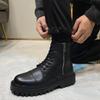 Мужские ботинки с толстой подошвой, кожаные ботинки класса люкс с боковой молнией, модные высокие мотоциклетные ботинки для мужчин, рабочие ботинки, повседневные ботинки