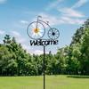 Garden Stake Welcome Windmills Bicycles Flower Wind Spinner Outdoor Spinning Wheels Yard Insert Decorative Iron Stakes