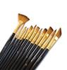 12Piece Nylon Bristle Brush Set, Nylon Flat Brushes Watercolor Brushes Oil Paint Brushes For Artists Amateur Acrylic Painting