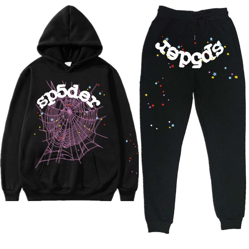Unisex Hooded Sweatshirt Set With Bold 555555 Graphic Print - Cotton Blend Streetwear Fall