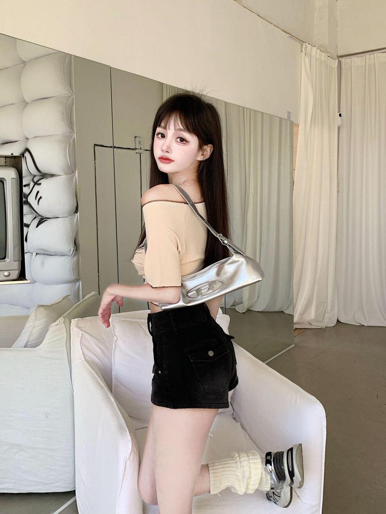 2025 Retro Washed Stretch Denim Shorts - Super Short, Skinny Hot Pants for Summer