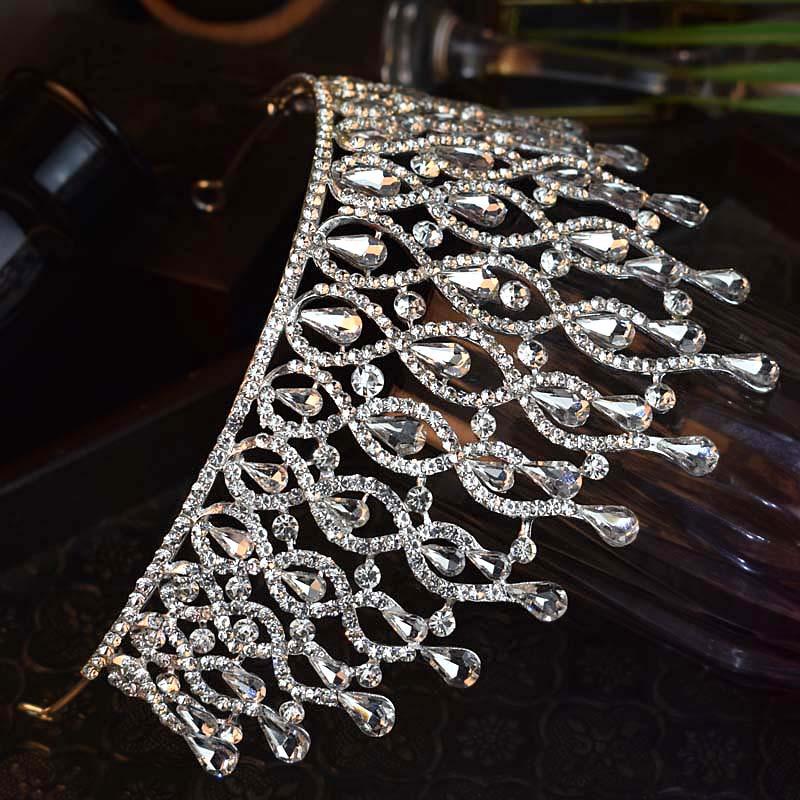 Большая корона европейской и американской невесты, роскошный барочный кристальный головной убор, корона на день рождения, корона для бала, конкурса красоты, церемонии награждения и корона для волос