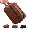 Multi Pocket Cosmetic Storage Bag Retro Travel Toiletry Bag Men Leather Wash Bag Business Trips