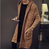 Men Hooded Long Knitted Coat Cardigan Coats Solid Color Sweater Coats Autumn Knitted Jacket