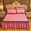 Luxury Lace Bed Skirt Thickened Bed Spread King Size 2/3 Pcs Cotton Queen Bedded Set Mattress Solid Color Plus Size Sheets