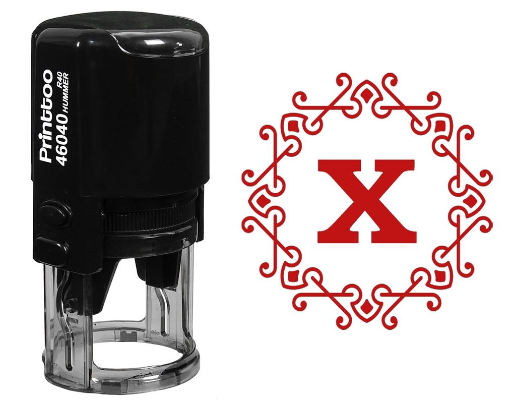 Printtoo Octagon Celtic Swirl Frame Alphabet X Monogram R-40 Self Inking Rubber Stamp Office